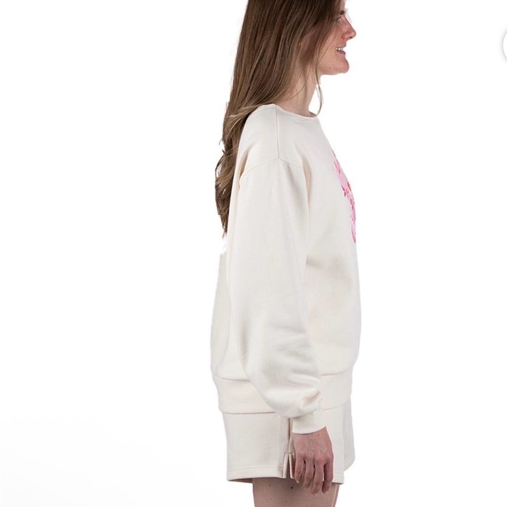 STATE OF MINE V-DAY PULLOVER Cream Sweatshirt with Pink Graphic - Picture 3 of 7
